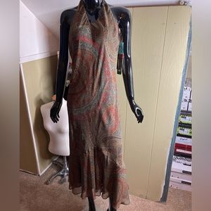 Lauren Ralph Lauren Paisley High Low Dress - Red and Green